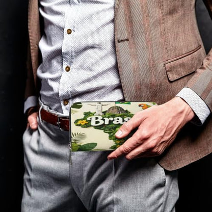 Brazil's Diversity And Nature PU Leather Long Wallet for Women Men, Zipper Clutch Wallet RFID Card Holder Organizer - color: Brazil's Diversity And Nature