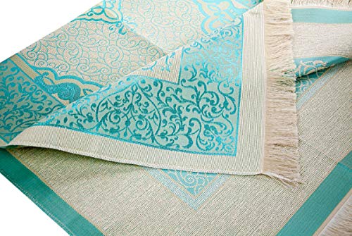 BAYKUL Muslim Prayer Rug-Islamic Turkish Velvet Rugs-Great Ramadan Gifts-Janamaz Prayer Mat for Women Men-Portable Carpet Muslims Mats-Praying Rugs Islam-Sajadah-Gift Praying Beads 99 (Blue) - color: Blue