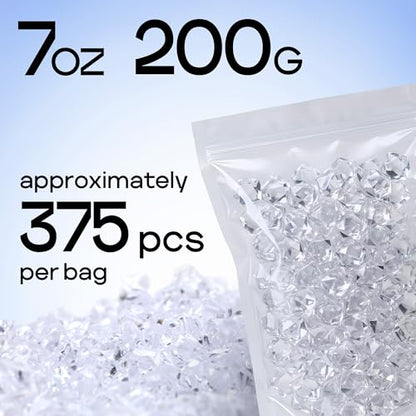 Gemstones and Crystals Fake Diamonds - About 375 pcs - Vase Filler - Jewels for Crafts - Fish Tank Rocks - Sensory Bin Filler Gems for Crafting - Fake Ice Aquarium Stones - color: Clear Rocks