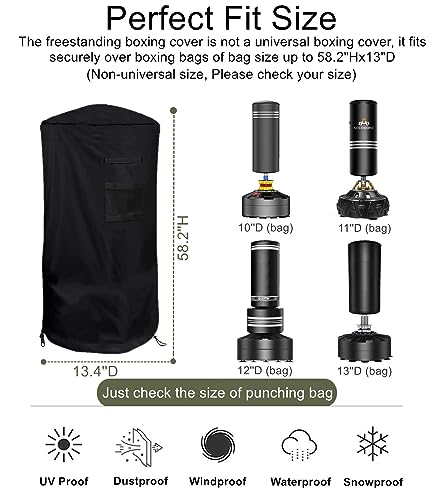 Falezern Freestanding Punching Bag Protective Cover, Adjustable Thickened Heavy Duty, Waterproof for Outdoor Boxing