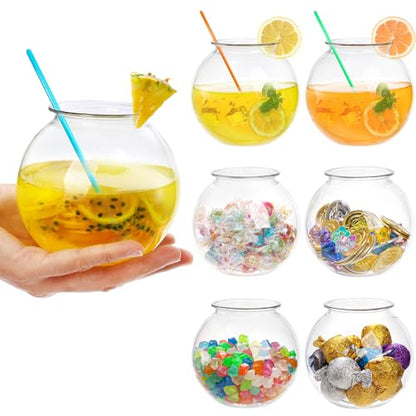 Okllen 12 Pack Plastic Ivy Bowls, 16 Oz Round Fish Bowl Unbreakable Vases Bowls for Home Decor, Carnival Games, Candy, Party Favors, Centerpiece, BPA Free, Clear