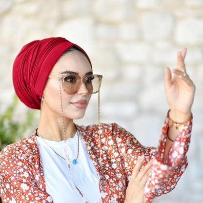 para life Dubai Turbans for Women, Breathable Instant Turban|Std Size Stretchable Cotton|Hijab Cap&Undercap - color: Red
