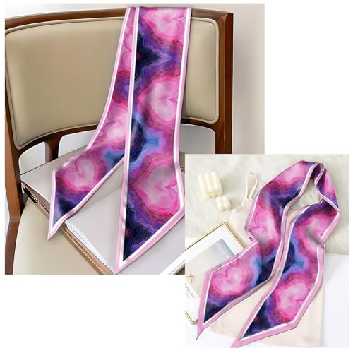 Head Hair Scarf Neck Silk Feeling Scarves Long Thin Satin Fashion Handbag Cute Decoration Women Girls 59 * 6.7'' - color: O-17-heart