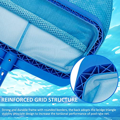 Poolvio Swimming Pool Skimmer Net, Fine Mesh Pool Leaf Rake Net with Double-Layer Deep Bag, Reinforced Frame - Swimming Pool Nets for Cleaning Finest Debris - size: Plastic Double Layer Pool Rake