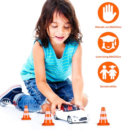 STOBOK 14Pcs Mini Traffic Cones Small Cones Tiny Simulation Road Parking Signs Plastic Traffic Roadblock Toy Educational Construction Party Favors for Kids