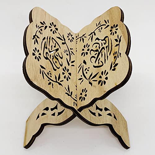 Wooden Quran Book Stand, Foldable Wooden Book Stand Quran Bible Book Holder Eid Bible Bookshelf Wood Muslim Book Holder Stand Eid Ramadan Prayer Book Holder (#1) - size: #1