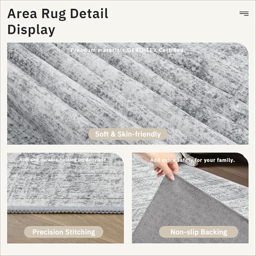 Soalmost Runner Rug 2x8 Washable Non-Slip Hallway Kitchen Runners Grey - color: Grey, size: 2' x 8' (Runner)