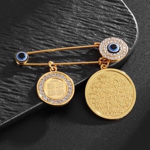 Fashionable Arabian Lucky Eye Blue Turkish Evil Eye Brooch with Fatima Hands Muslim Gift Islamic Jewelry Amulet