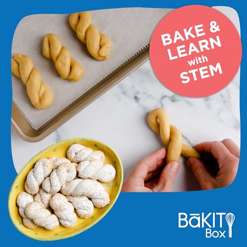 BāKIT Box Greek Koulourakia Cookie Kit, Kids Baking Gift with Printed Recipe & Activity Guide, Make Greek Twist Cookies + Learn Words & Symbols - color: Greek Koulourakia