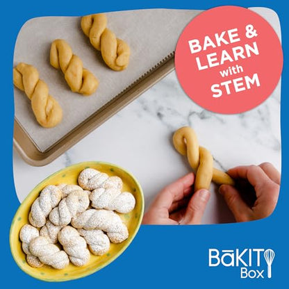 BāKIT Box Greek Koulourakia Cookie Kit, Kids Baking Gift with Printed Recipe & Activity Guide, Make Greek Twist Cookies + Learn Words & Symbols - color: Greek Koulourakia