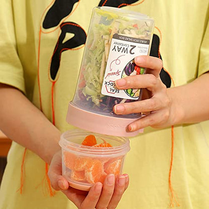 Fresh Salad to Go Container Set, 2022 Keep Fit Salad Meal Shaker Cup with Fork & Salad Dressing Holder, Portable Fruit Vegetable Salad Cup for Lunch