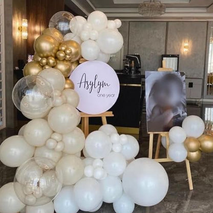 White Gold Balloon Bundle Kit, 110 Pcs 12 Inch White Beige Sand Metallic Gold Latex Balloons for Wedding Baby Shower Bridal Engagement Birthday Party Decorations