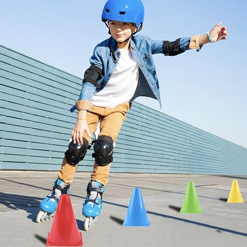7" Soccer Cones for Training, 36 Pack Sports Agility Field Plastic Small Cones for Kids Skating Basketball Football Practice Drills, 6 Colors