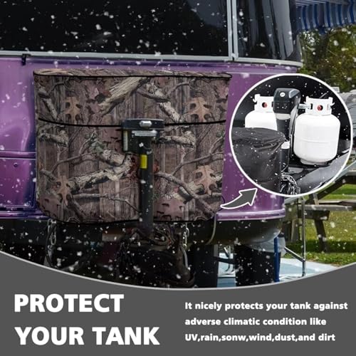 Oak Leaf Double 20lb RV Propane Tank Cover Reliable Weather Resistant Gas Cylinder Cover Travel Trailer Polyester Waterproof Cover - color: Oak Leaf, size: S(20LB)