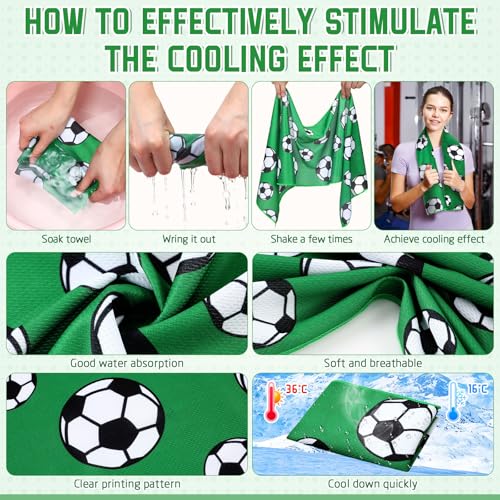 FuWeave 18 Pcs Sports Party Favors Basketball Soccer Water Bottle Baseball Softball Cooling Towel 6 Sports Water Bottle 6 Ice Towel 6 Drawstring Bag Football Volleyball Towel for Team Gift