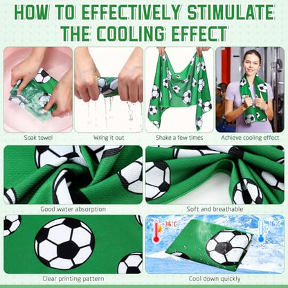 FuWeave 18 Pcs Sports Party Favors Basketball Soccer Water Bottle Baseball Softball Cooling Towel 6 Sports Water Bottle 6 Ice Towel 6 Drawstring Bag Football Volleyball Towel for Team Gift