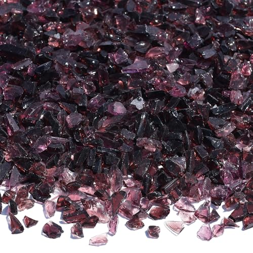 QYGL Crushed Glass for Resin Art, DIY Crafts, 0.9LB Purple 3-6mm | Broken Glass Pieces for Vase Fillers, Tabletop Fire Pit, and Aquarium Rocks and Home Decor - color: Purple