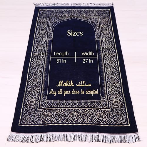 IEF Personalized Prayer Mat Quran Bead Set Eid Gifts, Muslim Wedding Gifts Birthday Gifts for Men, Father's Day Gifts, Prayer Rug Pearl Prayer Beads Arabic Quran (Navy Blue) - color: Navy Blue