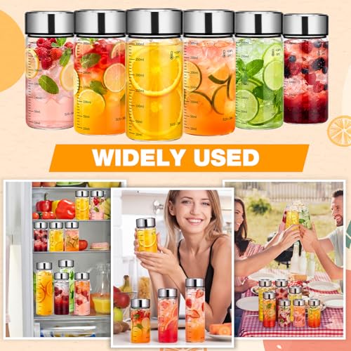 LemonRoad 12 Pack 10 oz Glass Juice Bottles Bulk Scale Wide Mouth Glass Water Bottles with Leakproof Stainless Steel Lids, Borosilicate Reusable Container for Juicing Smoothies Infused Water - size: 10 oz