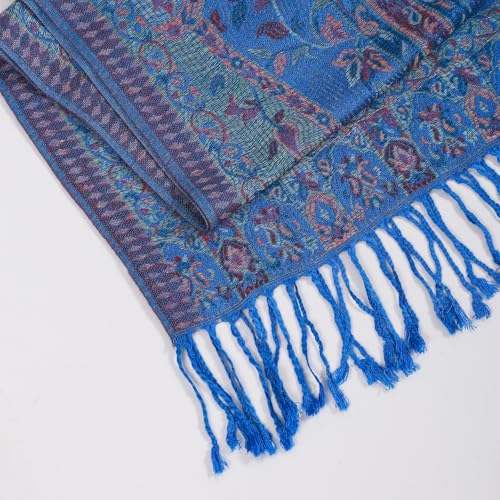 TUSHUSTY Pashmina Feel 숄 랩 레이브 스카프 여성용 부드럽고 실키한 양면 남성용 스카프 히잡 - color: 블루 2