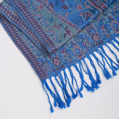 TUSHUSTY Pashmina Feel Shawls Wraps Rave Scarf for Women Soft Silky Reversible Men Scarves Hijab - color: Blue 2