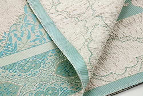 ihvan online Muslim Prayer Rug with 99 Beads Tasbih, Soft Chenille Sajadah, Lightweight & Foldable Janamaz, Portable Travel Prayer Mat, Islamic Gift for Eid, Ramadan, Hajj & Umrah, Turquoise - color: Turquoise