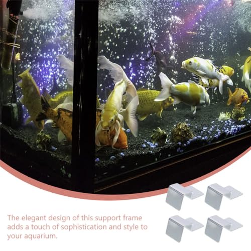 POPETPOP 4pcs Heavy Duty Stainless Steel Fish Tank Glass Cover Bracket Support for Aquarium Lid Holder Resistant for Thick Glass Aquariums