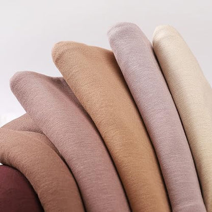 Instant Jersey Cotton Hijab Scarf for Women, Non-See Through Tieback Muslim Head Scarf - color: Brown