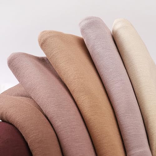 Instant Jersey Cotton Hijab Scarf for Women, Non-See Through Tieback Muslim Head Scarf - color: Pale Brown
