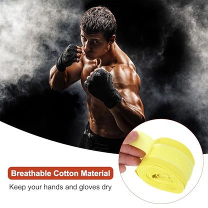 PATIKIL Boxing Hand Wraps, Elastic Boxing Wraps Cotton Fist Mitts Wrist Straps Protection for Muay Thai Martial Art - color: Yellow, size: 197 inch