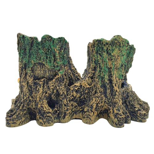 M2cbridge Aquarium Betta Log Resin Hollow Tree Trunk Stump Shelter | Natural look resin tree trunk, zero maintenance, rinse with water before use - color: Tree Stump