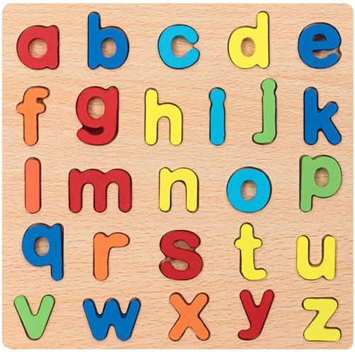 4-in-1 Wooden Alphabet Puzzle for Kids Ages 3+ – Upper & Lowercase Letters, Numbers & Shapes – Montessori Educational Learning Toy for Toddlers & Preschool – Fine Motor & Early STEM Skills