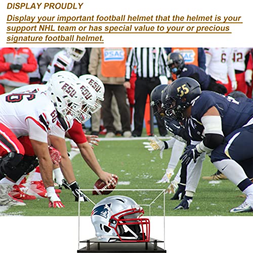Football Helmet Display Case Full Size,Acrylic Helmet Display Case Black Acrylic Base,Self-Assembly Helmet Display Box Protection Holder Dustproof Sports Collectibles Storage Showcase - size: 14.2x11x12.6 inch