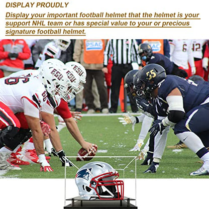 Football Helmet Display Case Full Size,Acrylic Helmet Display Case Black Acrylic Base,Self-Assembly Helmet Display Box Protection Holder Dustproof Sports Collectibles Storage Showcase - size: 14.2x11x12.6 inch
