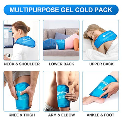 RelaxCoo Neck Ice Pack Wrap, Reusable Gel Ice Pack for Neck Shoulders, Cold Compress Therapy for Pain Relief, Injuries, Swelling, Bruises, Sprains, Inflammation and Cervical Surgery Recovery - style: Blue-1 Pack