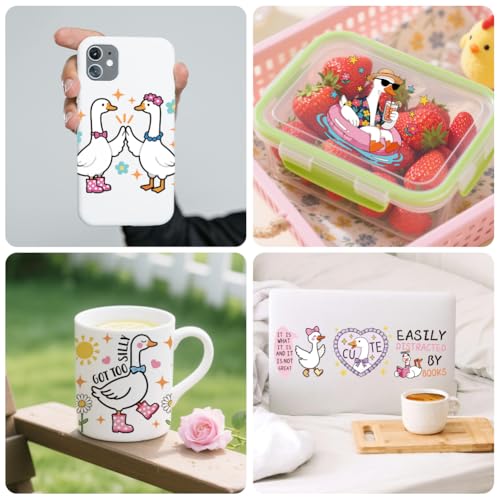 Peacoblue 18 Sheets Rub on Transfers for Crafts, Funny Goose with Word 3.6"x3.9" UV DTF Cup Wraps Waterproof Rub on Cold Transfers Stickers for Wood Glass Metal Cup Tumblers Mirrors Mugs Home Decor - style: Funny Goose with Word