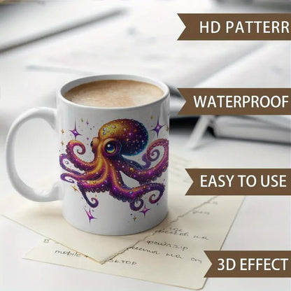 12pcs Ocean Octopus Fish UV DTF Cup Wraps Transfer Waterproof Sticker for Glass Cups Furniture Craft DIY Crafts，Rub on Transfer Stickers for DIY Water Bottle Laptop Decal Wood Car