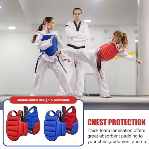 Boxing Body Protector, Reversible Chest Protector, Adjustable Taekwondo Sparring Gear, Sponge Boxing Training Equipment 160-180cm Equipment for Training Body Guard - color: Black & White