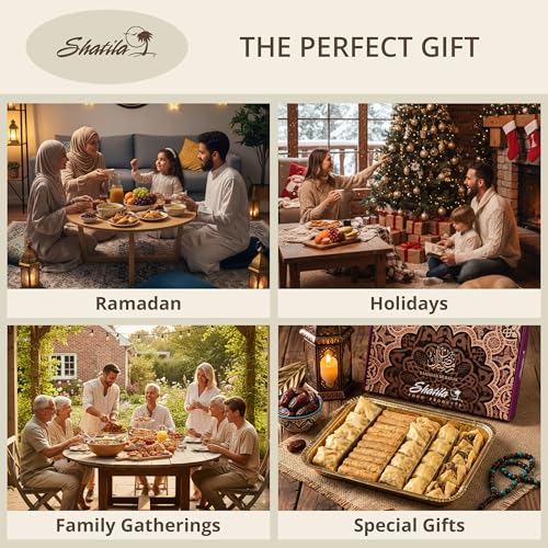 Shatila Food Products Half Ramadan Assorted Fillo Mix Baklava Box, Assorted Baklawa Pastry, Mediterranean Sweets Arabic Desserts, Eid Gifts, 30-Pieces - size: 30 Pieces