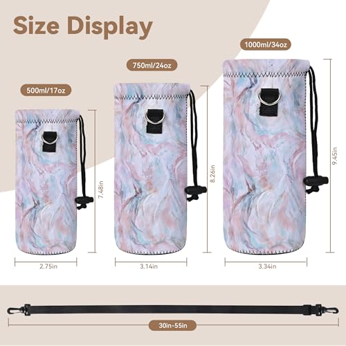 Neoprene Water Bottle Carrier Bag with Adjustable Shoulder Strap,Insulated Water Bottle Cover for Stainless Steel/Glass/Plastic Bottles - color: BC-60, size: 500ml