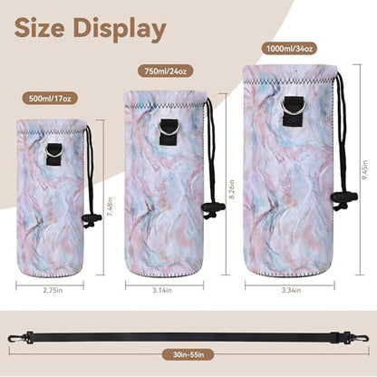 Neoprene Water Bottle Carrier Bag with Adjustable Shoulder Strap,Insulated Water Bottle Cover for Stainless Steel/Glass/Plastic Bottles - color: BC-60, size: 500ml