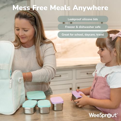 WeeSprout Stainless Steel Lunch Box Set - 750mL & 230mL Food Storage Nested Bento Boxes with Food Grade Silicone Lid - Leak Proof - Freezer Safe (Pastel Purple) - color: Pastel Purple