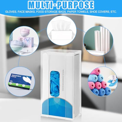Weysat 2 Pcs Acrylic Glove Box Holder Dispenser Glove Holder for Wall Mount Acrylic Rack Wall Floating Mask Dispenser for Medical Latex Rubber Disposable Mitten Boxes (Clear,Vertical Style) - color: Clear, style: Vertical Style