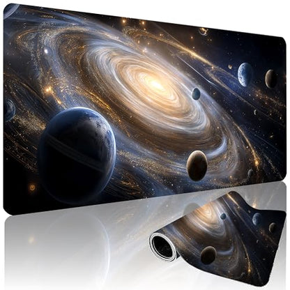 XXL Gaming Mouse Pad 35.4x15.7 Inch, Large Extended Desk Mat | Galaxy Space Design, Non-Slip Rubber Base, Water-Resistant Surface and Stitched Edges for Gaming, Office & Home - color: Galaxy Space