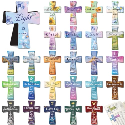 50PCS Cross Bible Magnetic Bookmarks, Christian Bookmark for Reading Marks - style: Multi-style