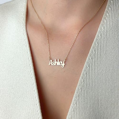 Arabic Name Necklace for Women, Personalized Script Pendant 14K Solid Gold or Gold Vermeil, Mothers Day Gift for Mom from Daughter, Christmas Necklace for Her