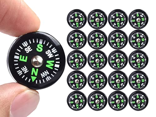 20 Pack Button Compass Mini Pocket Oil Filled Compass Dia. 20mm