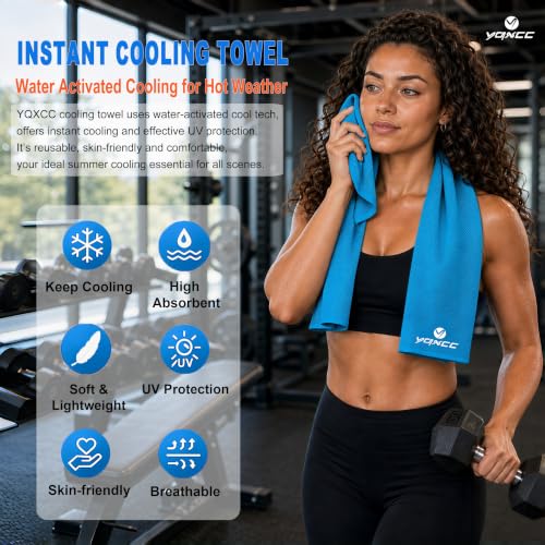 YQXCC 4 Pack Cooling Towels 40"x12", Cool Ice Towels for Neck & Face | Cooling Neck Wraps, Soft Breathable Microfiber Chilly Towels, Ideal for Gym, Yoga, Golf, Running, Camping & Hot Weather - color: Light Gray, Light Blue, Green, Rose Red