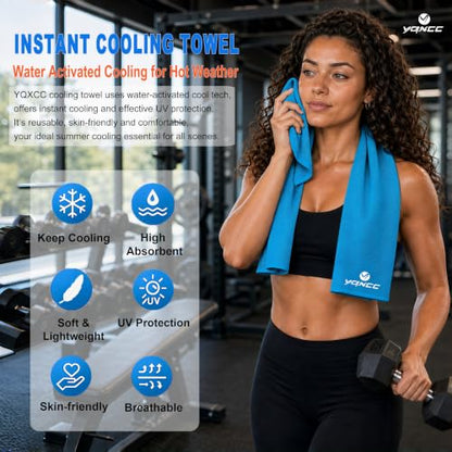 YQXCC 4 Pack Cooling Towels 40"x12", Cool Ice Towels for Neck & Face | Cooling Neck Wraps, Soft Breathable Microfiber Chilly Towels, Ideal for Gym, Yoga, Golf, Running, Camping & Hot Weather - color: Light Gray, Light Blue, Green, Rose Red