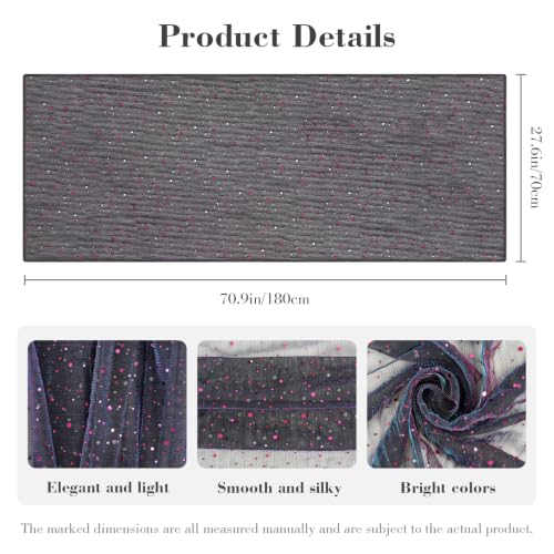 Sequin Scarf for Women Lightweight Mesh Shawl Wrap Bandana Hijab Headscarf for Summer Evening Dress - color: Navy